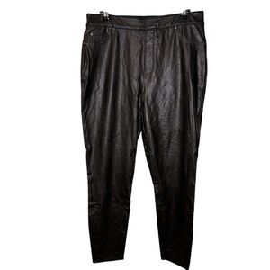 Spanx Faux Leather Pull On Leggings Pants Womens XL Stretchy Baddie Biker Black